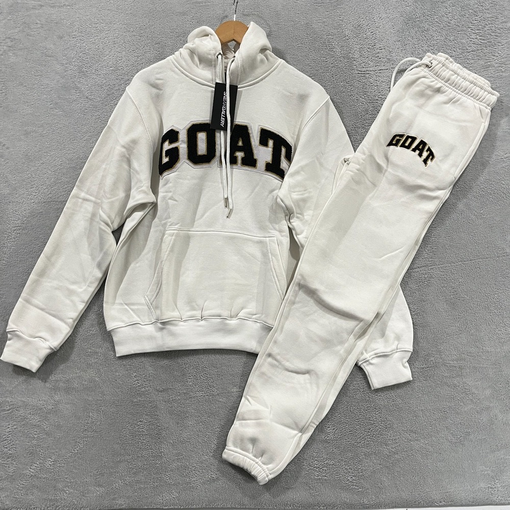 SNEAKGALLERY Hoodie Sweatpants Set Mens Small GOAT Chenille Patch Joggers‎ Retro